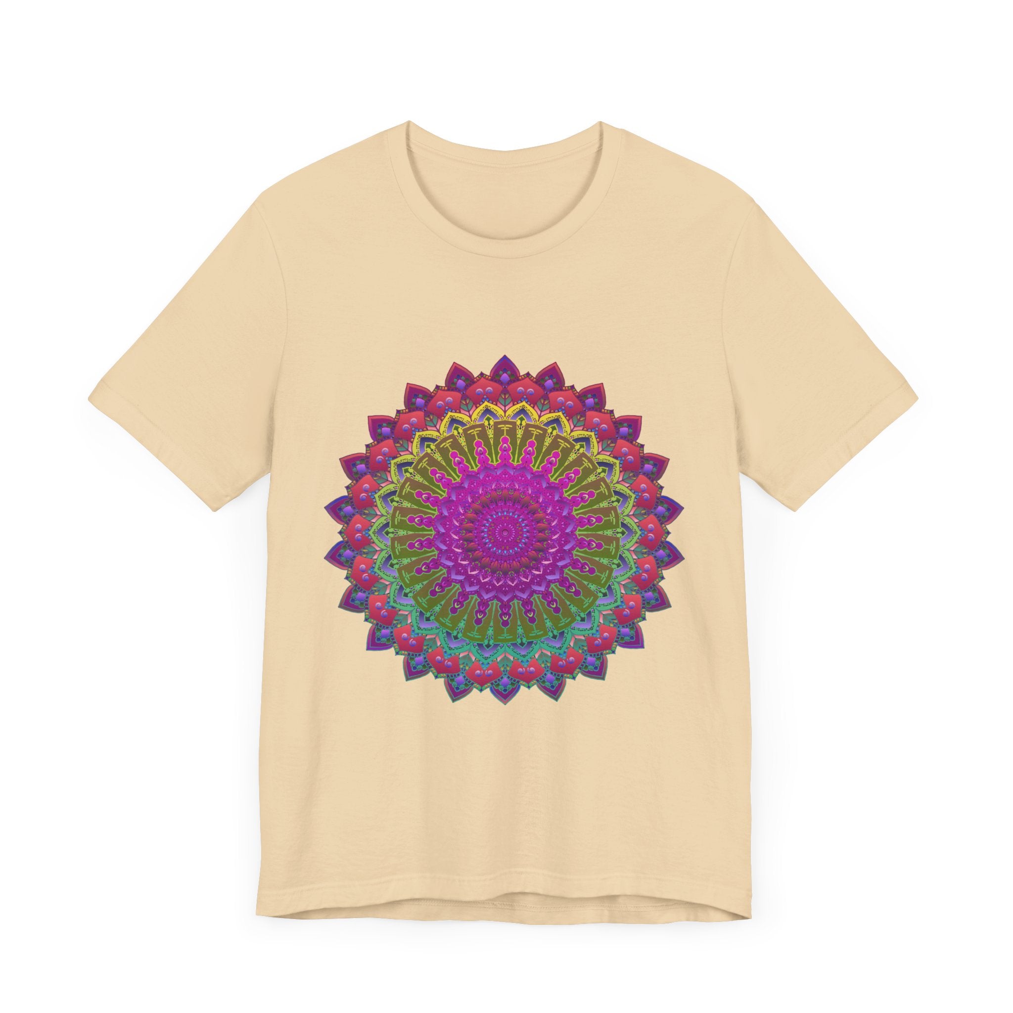 Vibrant Mandala Tee featuring a colorful spiritual art design with intricate patterns and vibrant hues, perfect for expressing your inner spirituality and unique style