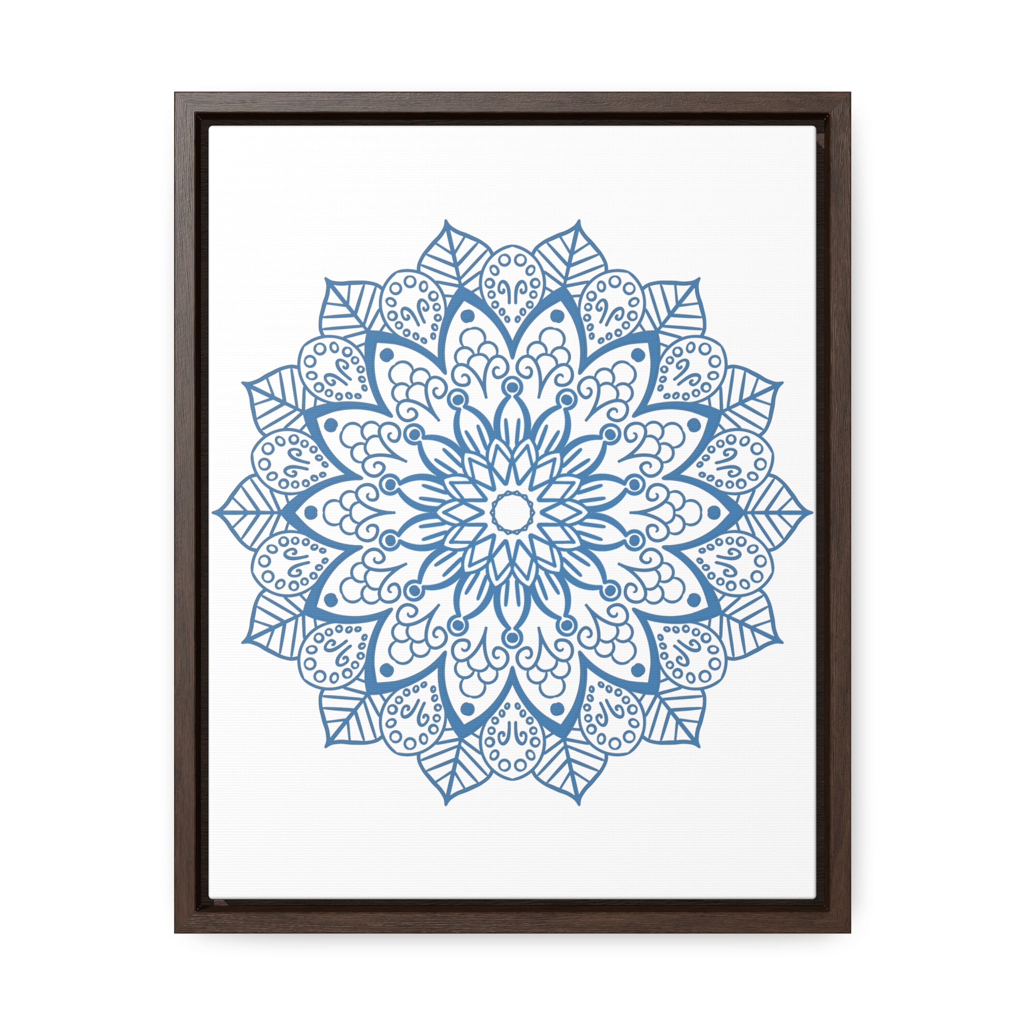 Beautiful steel blue mandala design wall art on gallery canvas wraps