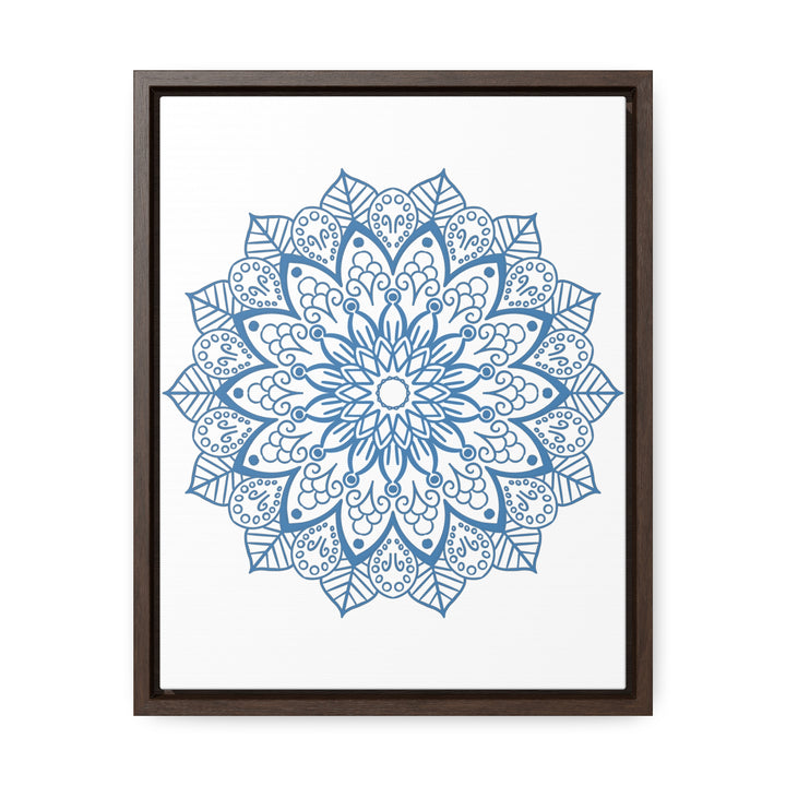 Beautiful steel blue mandala design wall art on gallery canvas wraps