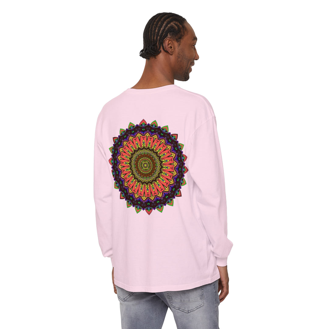 Vibrant and detailed long sleeve t-shirt with colorful mandala design