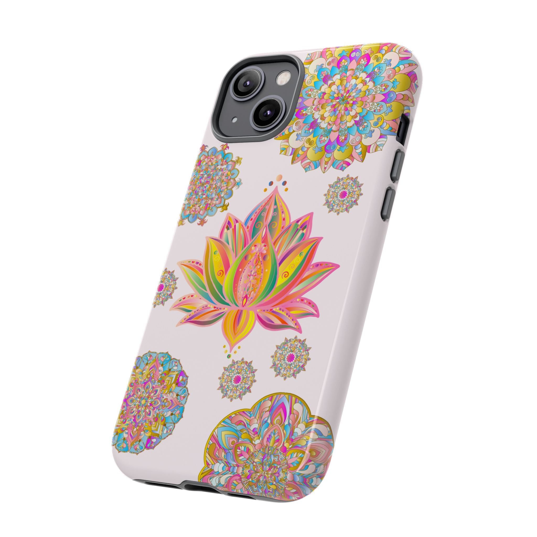 Light pink lotus flower mandala design phone case for stylish protection