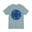 Blue Mandala T-Shirt featuring intricate spiritual design for peace and harmony