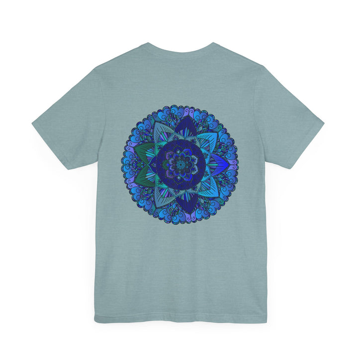 Blue Mandala T-Shirt featuring intricate spiritual design for peace and harmony