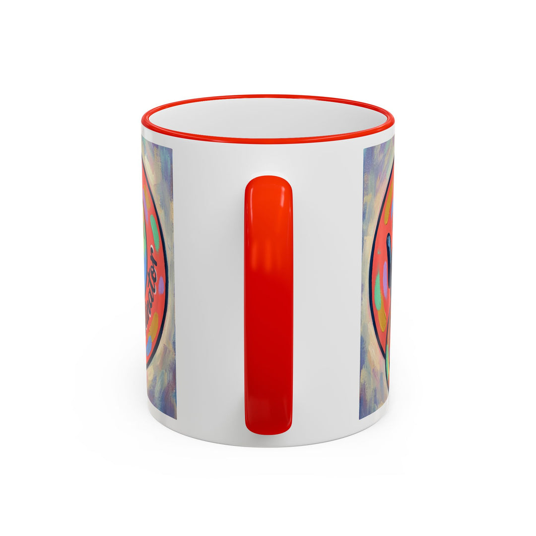 Colorful Paw Print Pet Lover Accent Rim Mug (11oz/15oz)