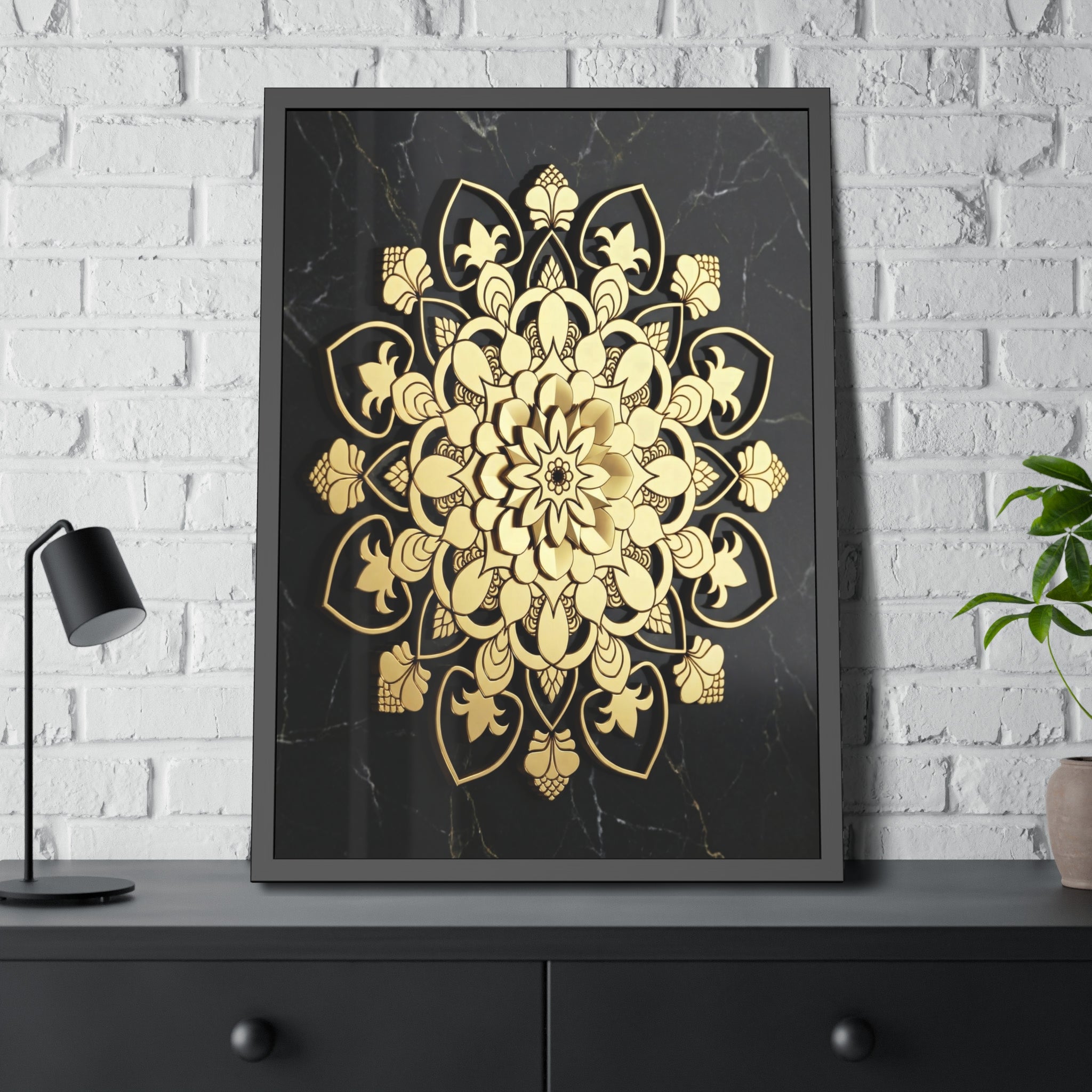 Die Vision des Alchemisten – Gerahmtes Poster aus schwarzem Marmor