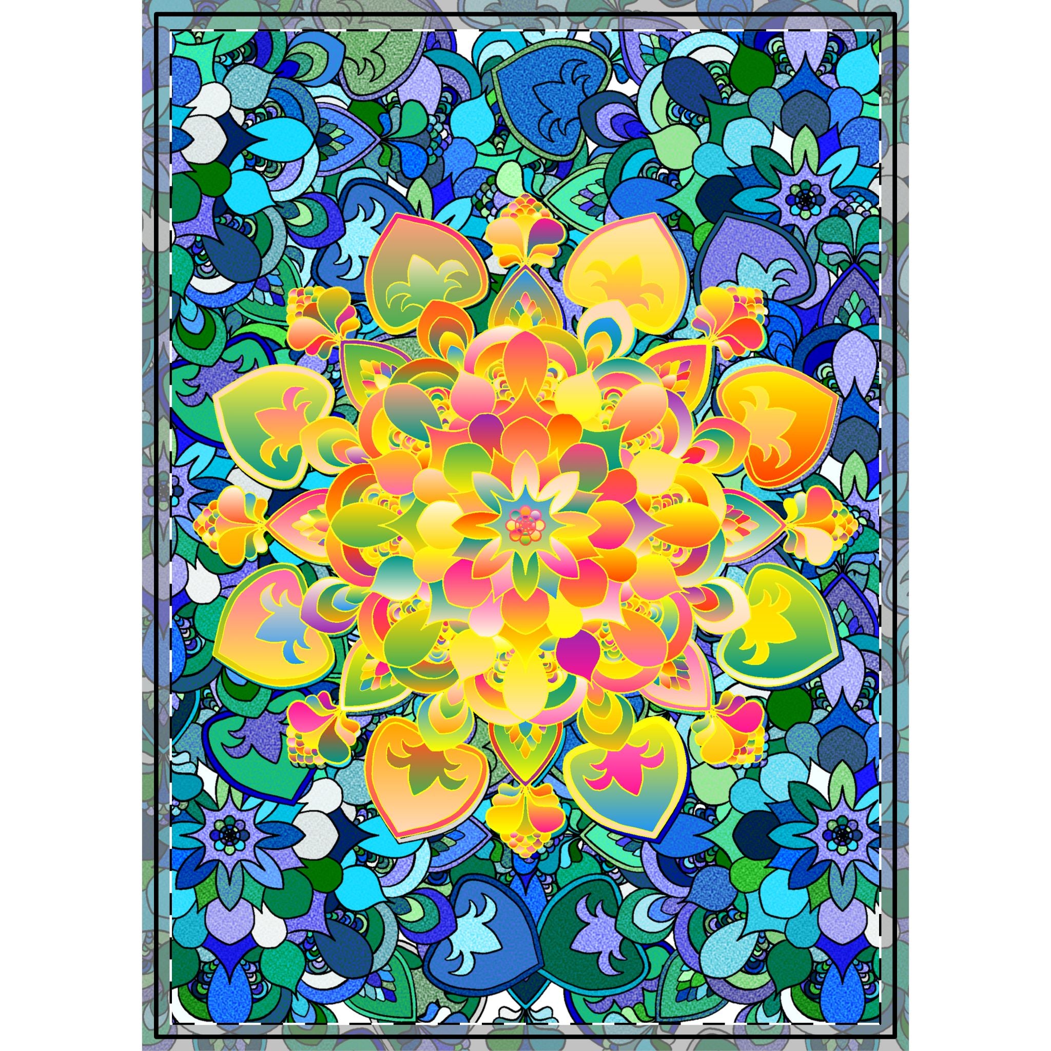 Floral Mandala Woven Wall Tapestry — Vibrant Rainbow Flower Boho Decor