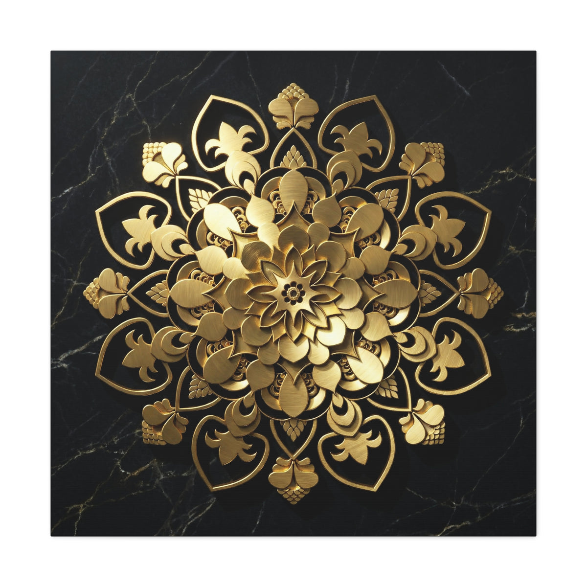 Das Stille Zentrum – Leinwand aus schwarzem Marmor und Gold