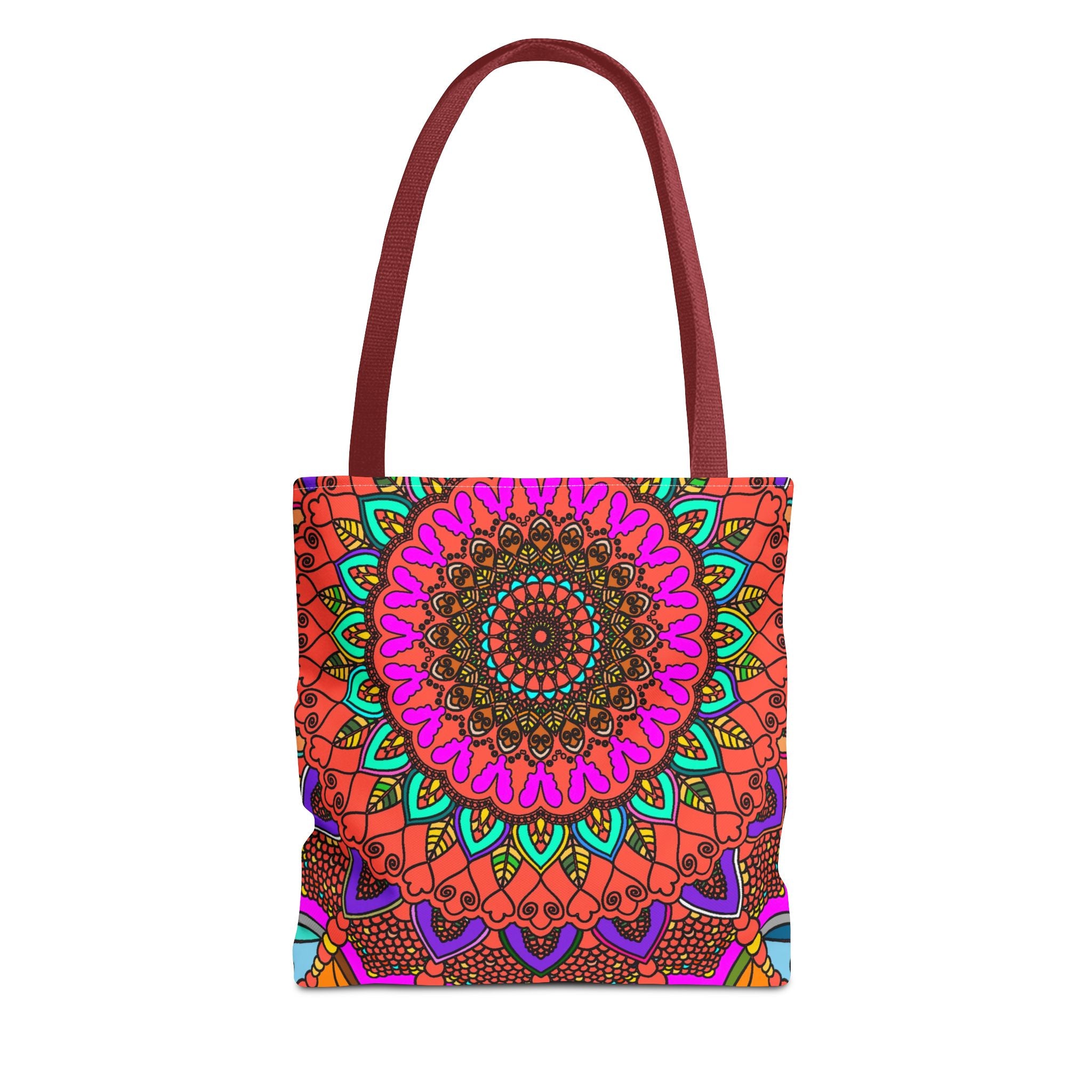 Borsa tote con mandala colorati – Stampa all-over in stile boho psichedelico