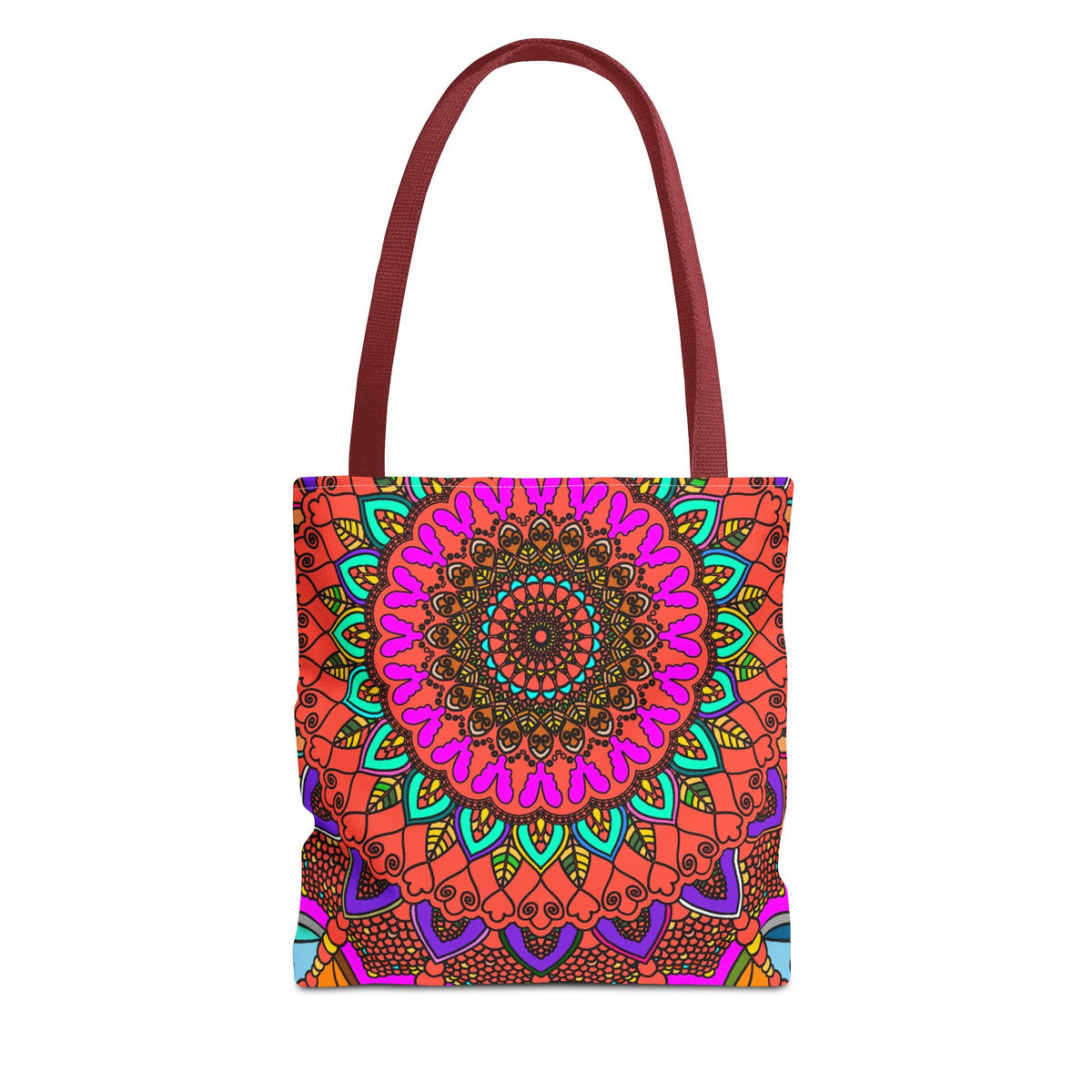Colorful Mandala Tote Bag – Boho Psychedelic All-Over Print