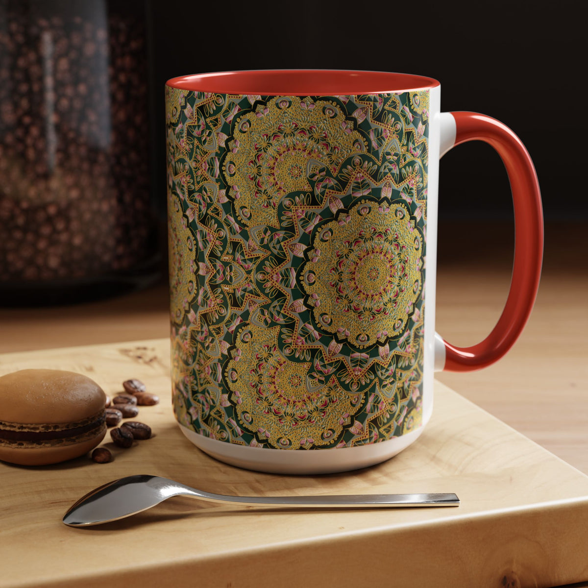 Mandala Floral Coffee Mug – Bohemian Botanical Ceramic Cup