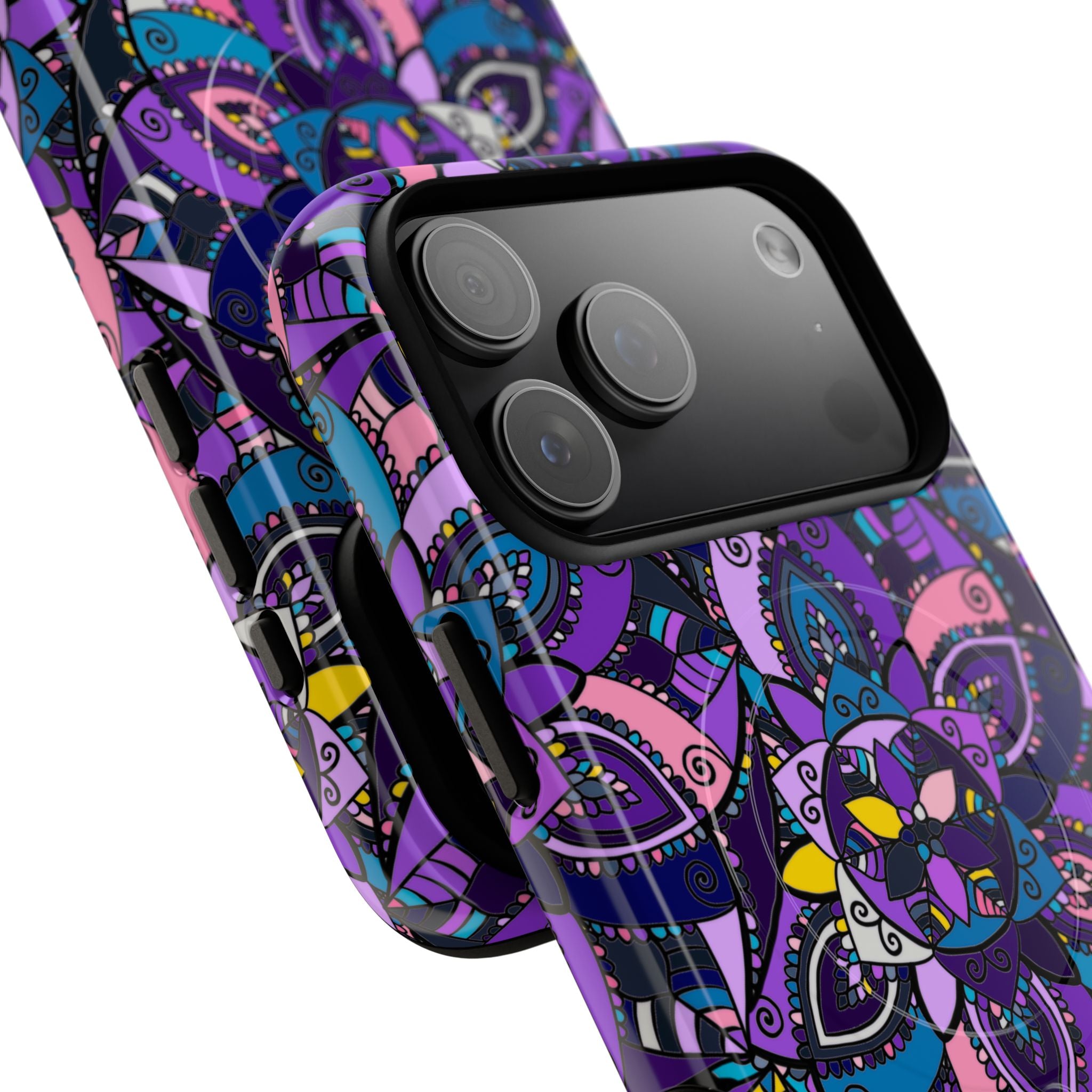 Magnetic Phone Case — Purple Mandala Floral Tough Case