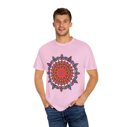 Unisex Mandala T-Shirt made with 100% Ring-Spun Cotton, featuring hand-drawn Mandala Art and garment-dyed for extra comfort