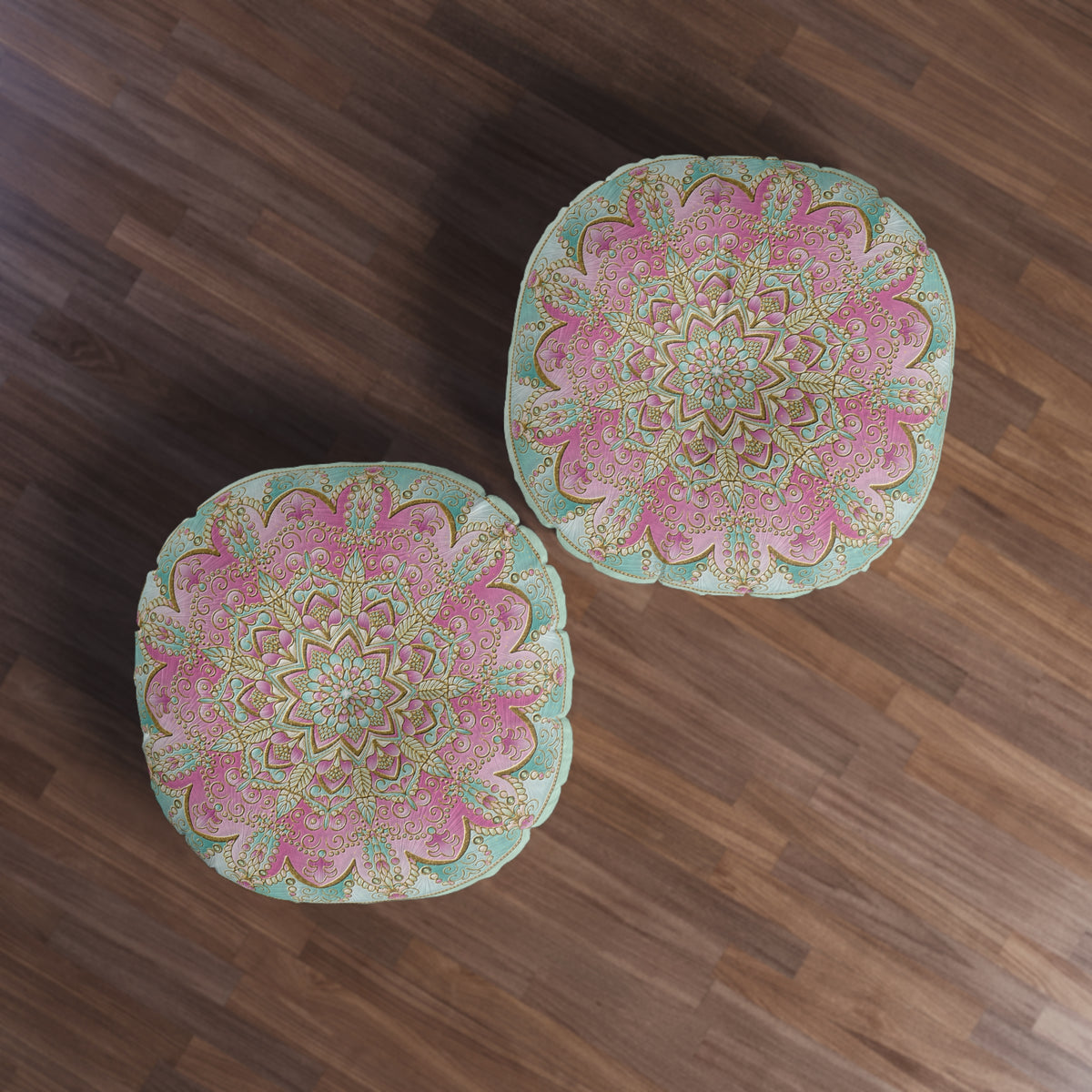 Pink Mandala Tufted Floor Pillow