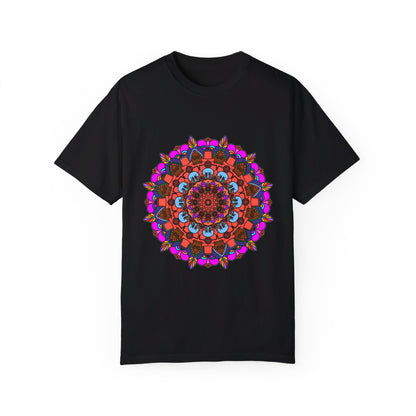 Unisex Mandala T-Shirt made of 100% Ring-Spun Cotton with Hand-Drawn Mandala Art and Garment-Dyed for Extra Comfort