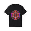 Unisex Mandala T-Shirt made of 100% Ring-Spun Cotton with Hand-Drawn Mandala Art and Garment-Dyed for Extra Comfort