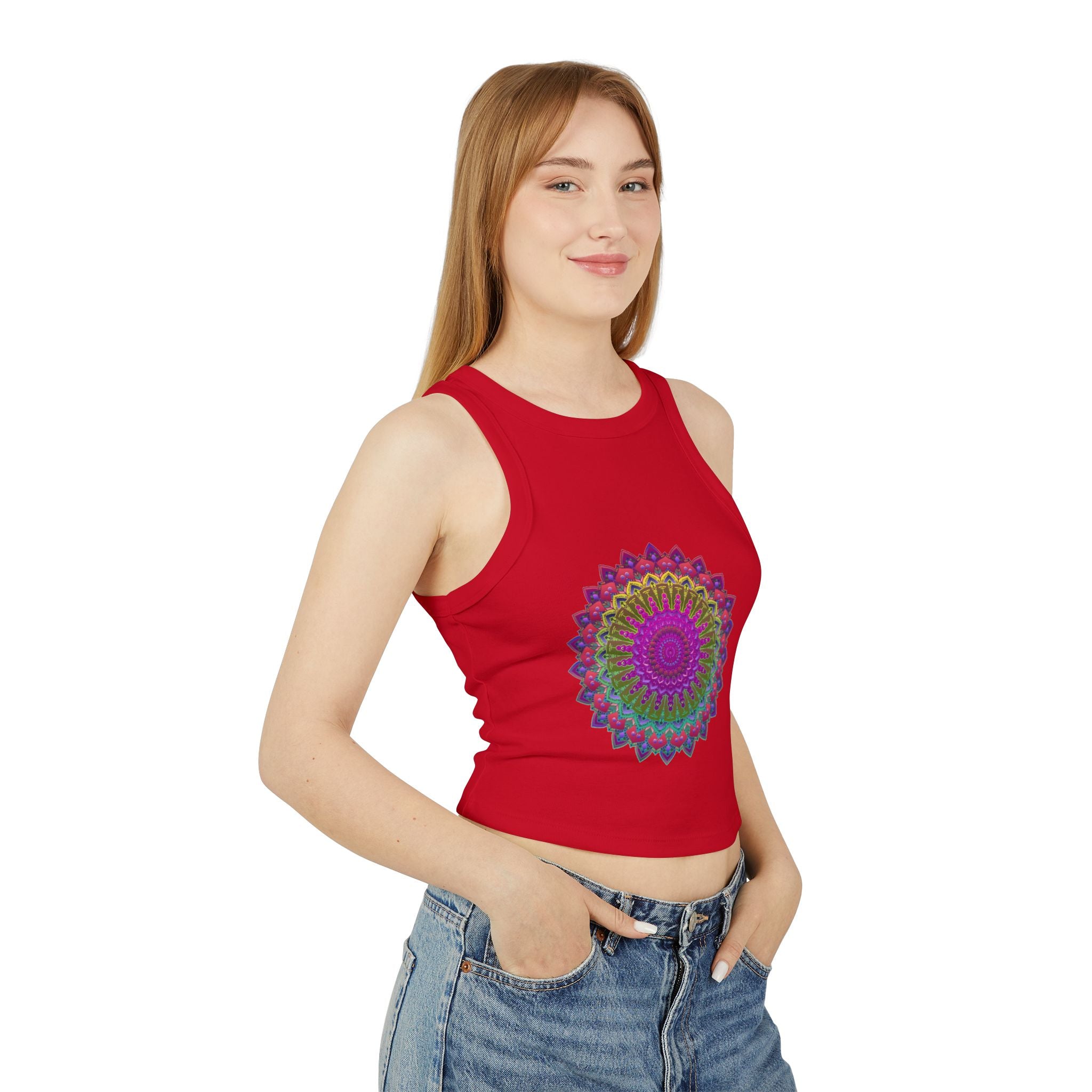 Colorful and intricate mandala design tank top with comfortable racerback style