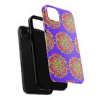 Hand drawn small purple mandala art phone case designed for iPhone X and XS featuring intricate and detailed mandala pattern