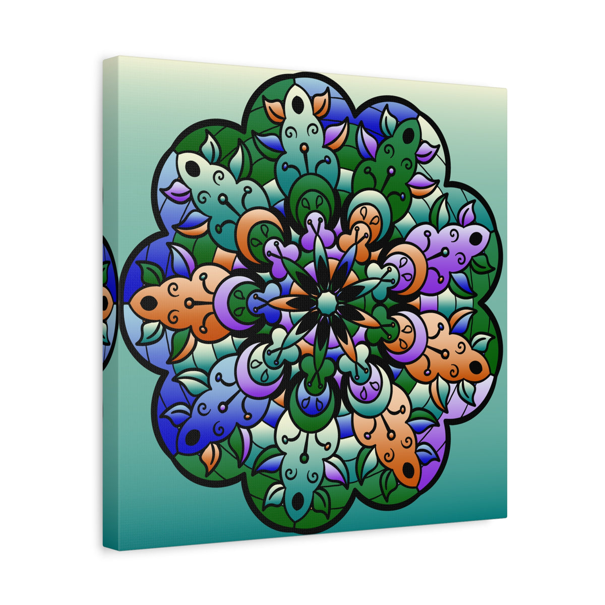 Floral Mandala Matte Canvas Print — Colorful Stretched Wall Art