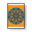Vertical framed poster featuring a hand-drawn orange mandala, perfect for mindfulness and yoga decor