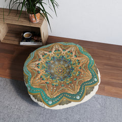 Cuscino da pavimento trapuntato Mandala – Cuscino rotondo da meditazione in stile boho