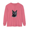 Black Cat Watercolor long sleeve unisex t-shirt with vibrant watercolor design