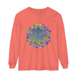 Vibrant and intricate mandala design on a unisex long sleeve t-shirt