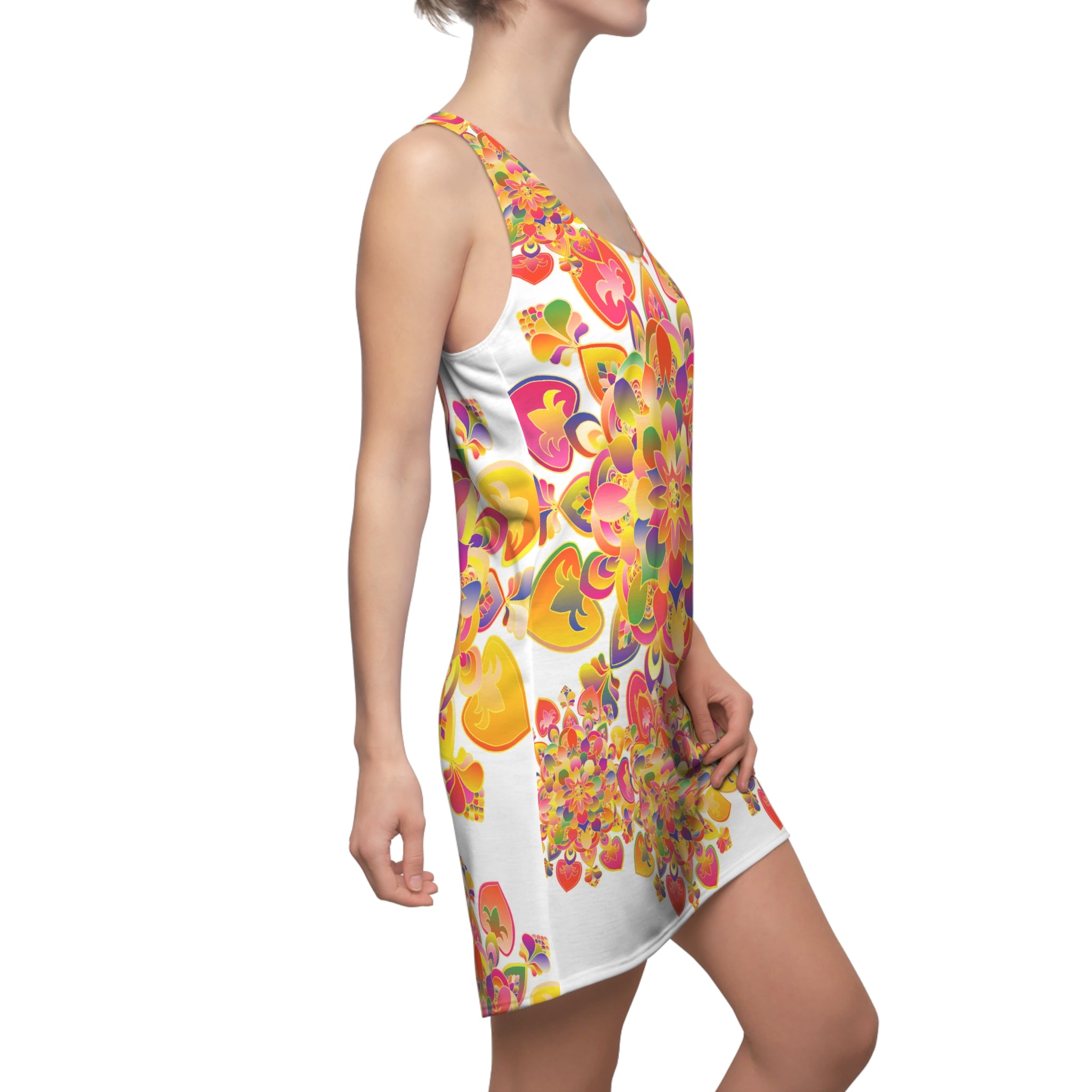 Floral Kaleidoscope Racerback Dress — Colorful Mandala AOP