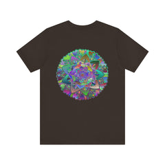 Colorful mandala T-shirt featuring intricate design for spiritual peace and harmony