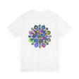 Intricate and colorful mandala tee promoting inner harmony