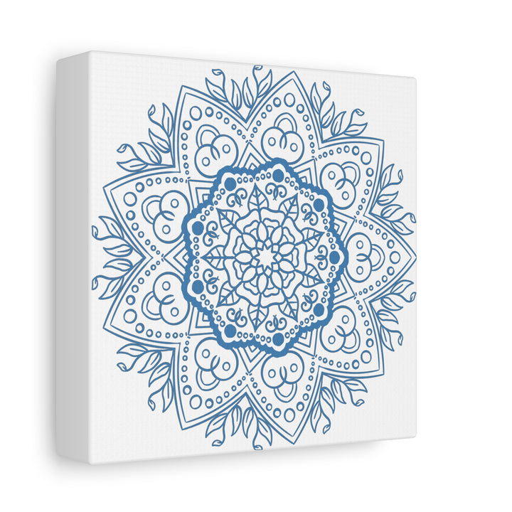 Handmade Mandala Art in Steel Blue - Matte Canvas, Stretched, 125 - Beautiful Mandala Design Wall Art for Home Decor