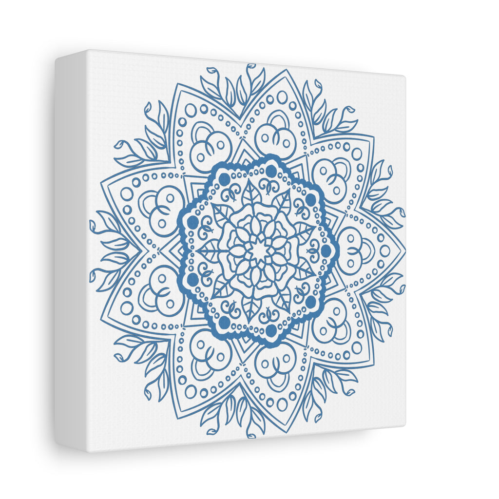 Handmade Mandala Art in Steel Blue - Matte Canvas, Stretched, 125 - Beautiful Mandala Design Wall Art for Home Decor