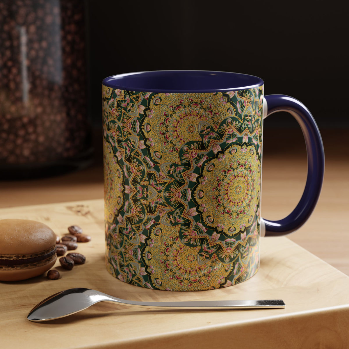 Mandala Floral Coffee Mug – Bohemian Botanical Ceramic Cup
