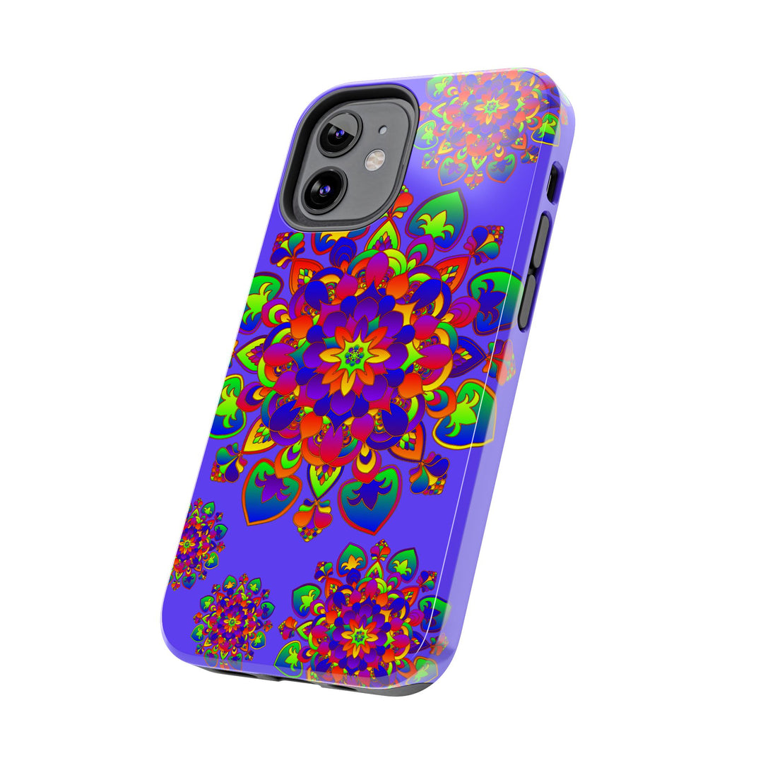 Beautiful hand-drawn mandala rainbow design phone case for stylish protection