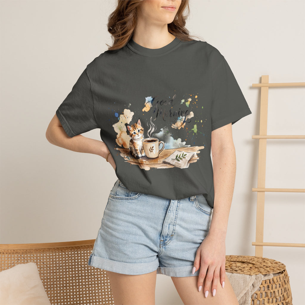 Good Morning Cat T-Shirt | Ultra-Soft Cotton Graphic Tee
