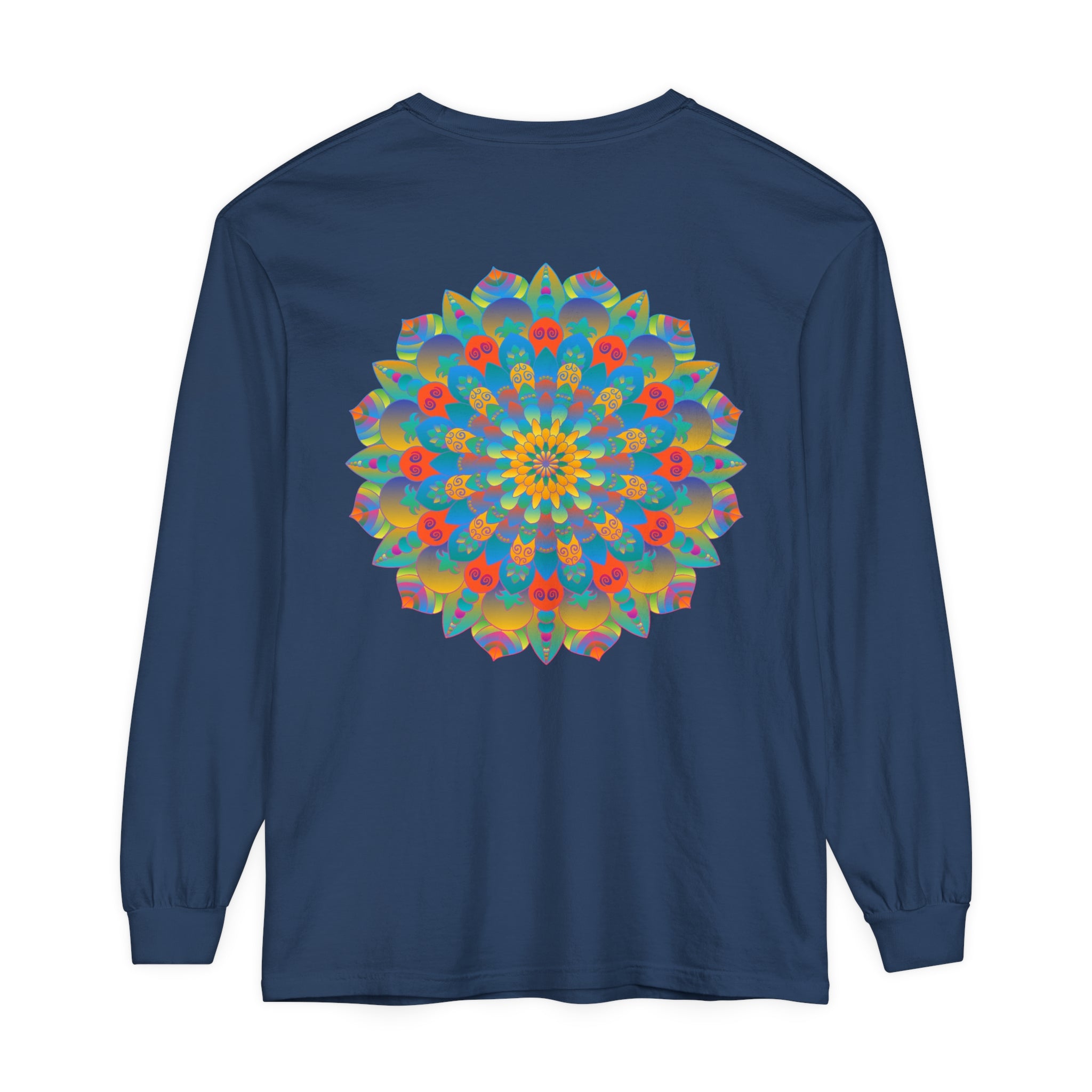 Colorful and intricate mandala design long sleeve t-shirt for both men and women