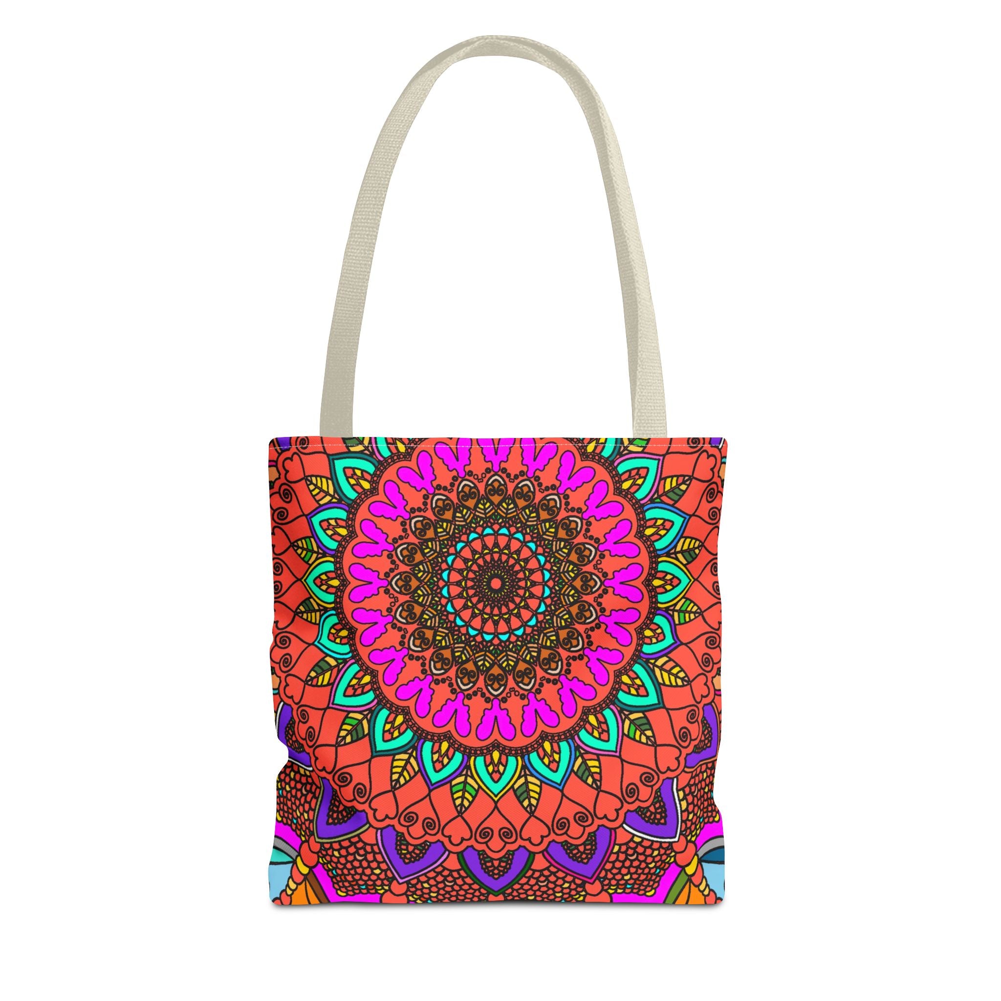 Borsa tote con mandala colorati – Stampa all-over in stile boho psichedelico