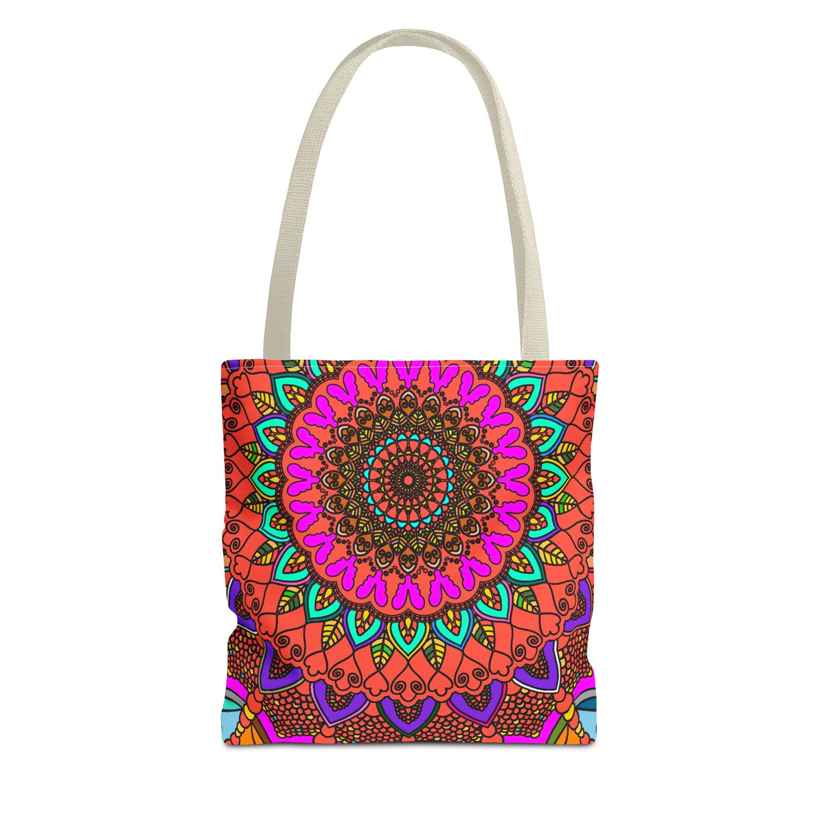 Colorful Mandala Tote Bag – Boho Psychedelic All-Over Print