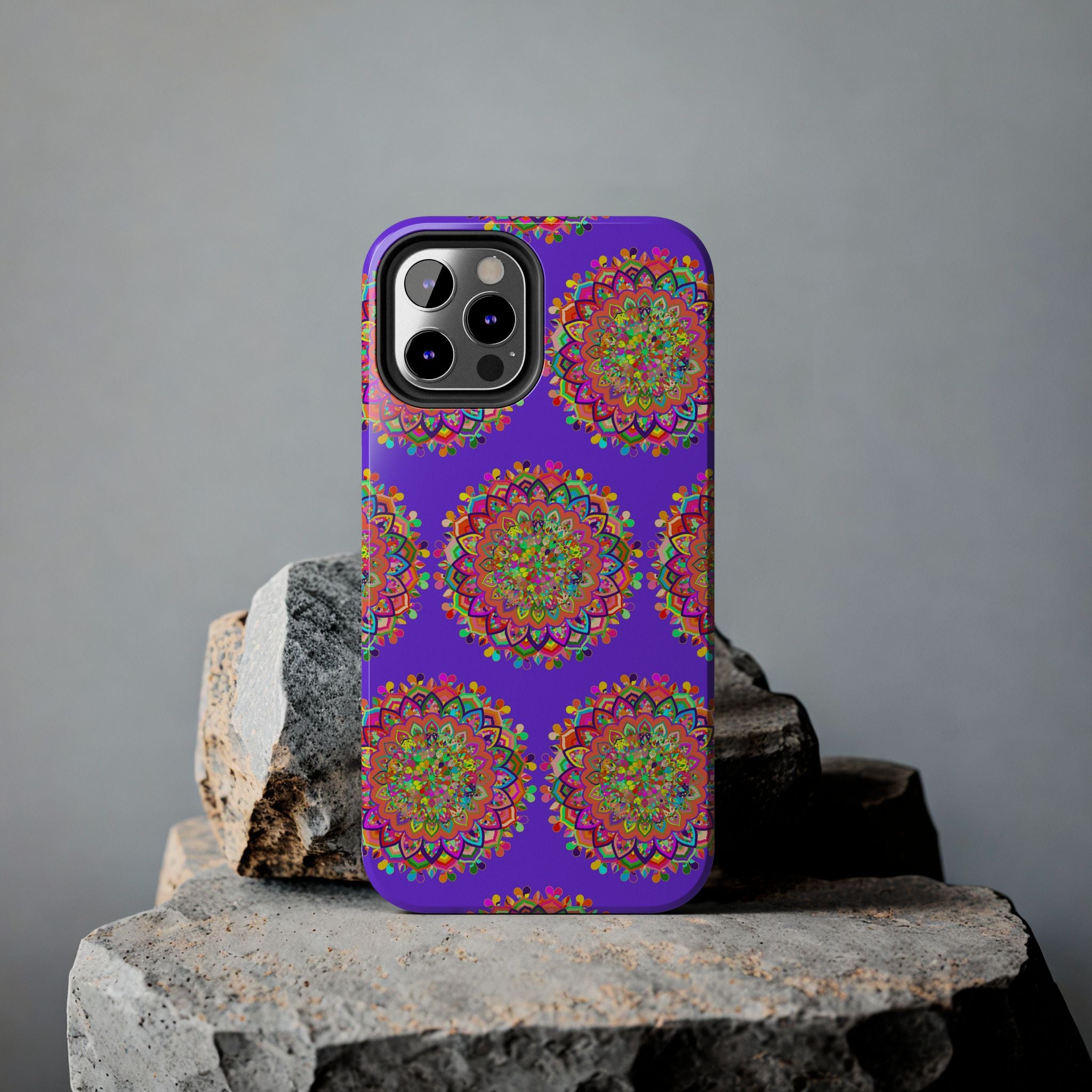 Hand drawn small purple mandala art phone case designed for iPhone X, XS