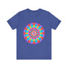 Vibrant and intricate mandala design t-shirt with psychedelic colors and patterns