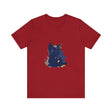Midnight Blue Cat Mystery T-Shirt with a whimsical feline design