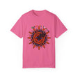 Unisex Halloween Mandala T-shirt featuring handmade pumpkin mandala art on a garment-dyed tee