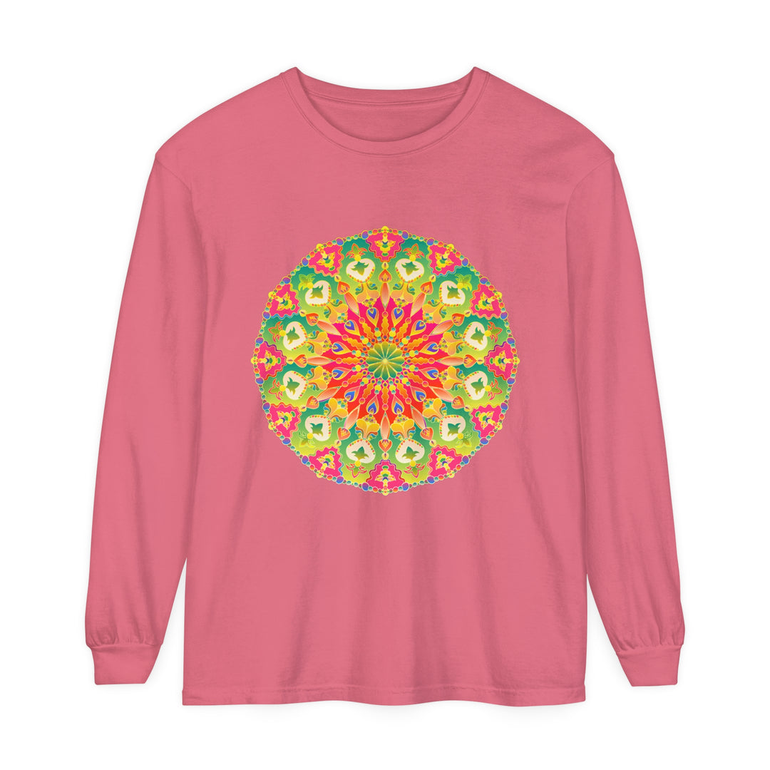 Stylish Intricate Mandala Long Sleeve T-Shirt - Vibrant Art with eye-catching and intricate mandala print