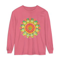 Stylish Intricate Mandala Long Sleeve T-Shirt - Vibrant Art with eye-catching and intricate mandala print