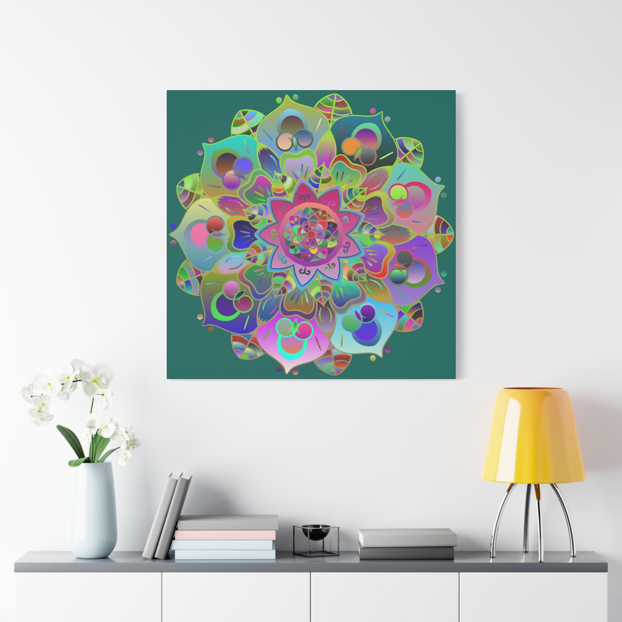 Vibrant Mandala Matte Canvas Wall Art — Colorful Boho Stretched Canvas