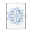 A stunning and intricate Mandala Handmade Art piece in Steel Blue, displayed on gallery canvas wraps in a vertical frame, perfect for adding a touch of elegance to any space