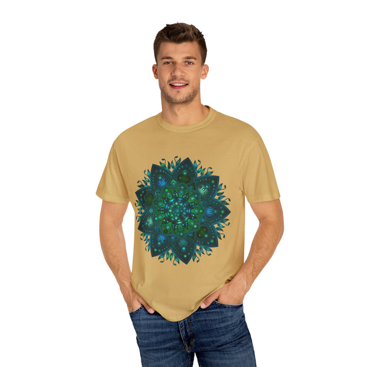 Unisex hand-drawn intricate mandala design t-shirt, perfect for casual wear