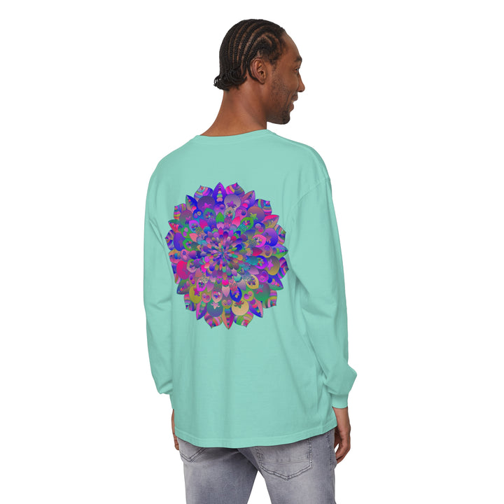 Colorful and eye-catching mandala design on long sleeve t-shirt