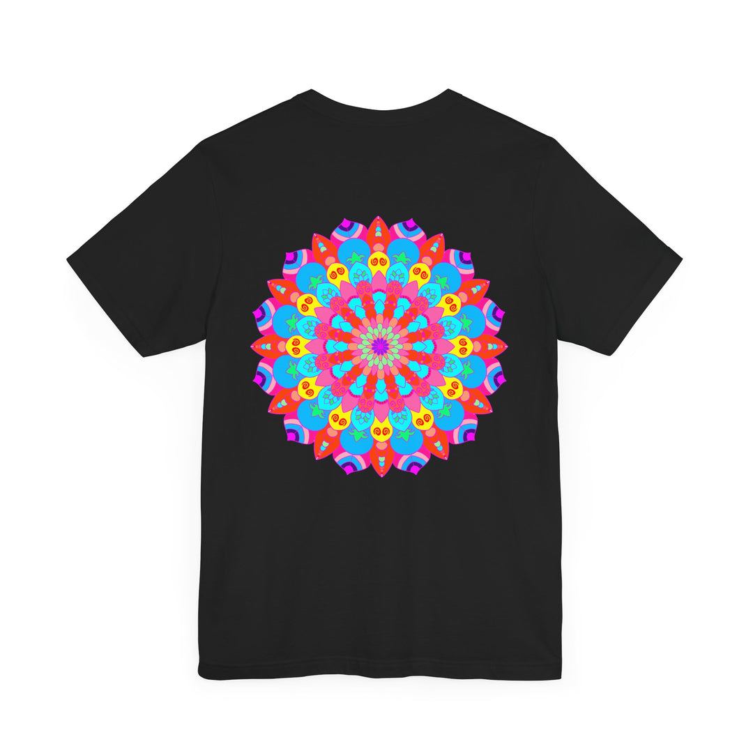 Colorful and intricate mandala design on a tee promoting spiritual peace and harmony