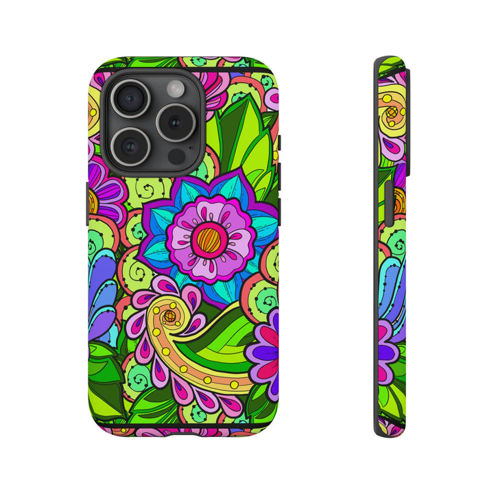 Floral Fantasy iPhone and Google Pixel Case in Bright Green Palette