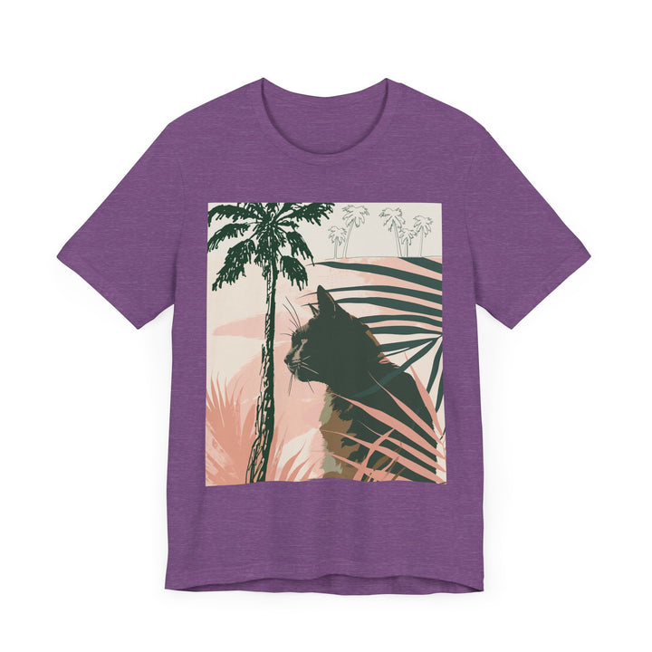 Black Cat Jungle Tee: A stylish and comfortable black t-shirt featuring a cool jungle-themed graphic with a fierce black cat, perfect for the wild at heart fashion enthusiast